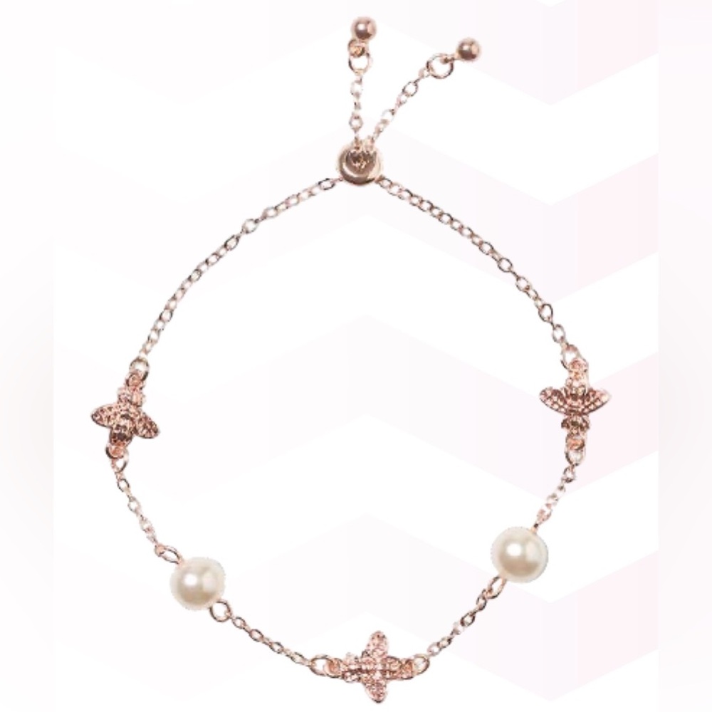 Elegant Rose Gold Bracelet with Pearls